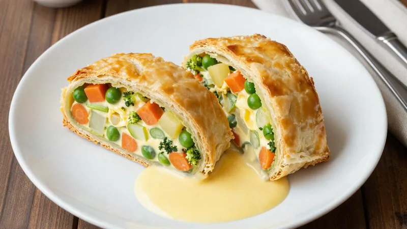 Menüschale Gebackener Gemüsestrudel mit Sauce Hollandaise